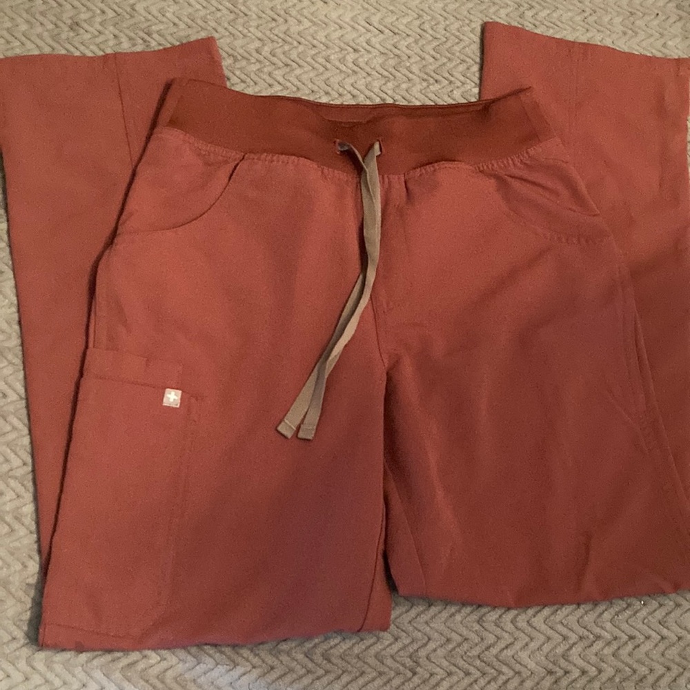 Figs Dark Cherry Kade Cargo Scrub Pants